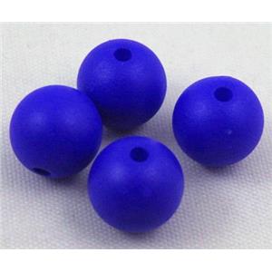 round matte resin beads, deep blue, approx 6mm dia