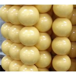 resin & stone bead, round, yellow, 8mm dia, approx 48pcs per st