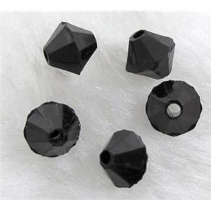 Acrylic beads, transparent, bicone, black, 10mm dia