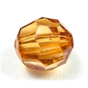 transparent Acrylic Beads, faceted round, golden, 8mm dia, 2000 beads approx