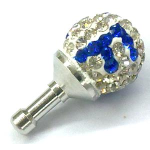 Earphone Jack Dust Cap Plug, fimo with mideast rhinestone, 12x22mm