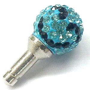 Earphone Jack Dust Cap Plug, fimo with mideast rhinestone, 12x22mm