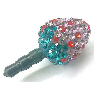 Earphone Jack Dust Cap Plug, fimo with mideast rhinestone, 12x26mm