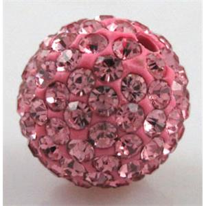 round Fimo Beads pave rhinestone, hotpink, 8mm dia