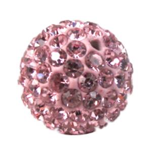 round Fimo Beads pave rhinestone, pink, 8mm dia