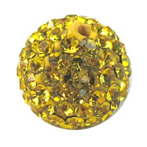 round Fimo Beads pave rhinestone, lemon-yellow, 8mm dia