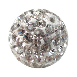 round Fimo Beads pave rhinestone, white, 8mm dia