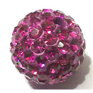 round Fimo Beads pave rhinestone, hotpink, 12mm dia