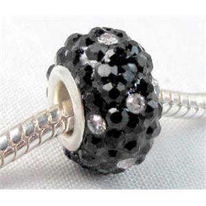 Acrylic Beads Pave Rhinestone Rondelle Large Hole, 10x15mm, 5mm hole