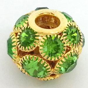 Round mideast rhinestone bead, gold, 20mm dia