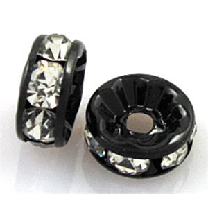 rondelle rhinestone, mideast Rhinestone, black, approx 6mm