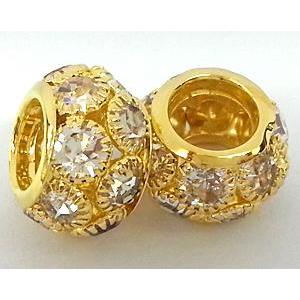 rondelle rhinestone, mideast rhinestone, gold, approx 16mm dia, 10mm hole