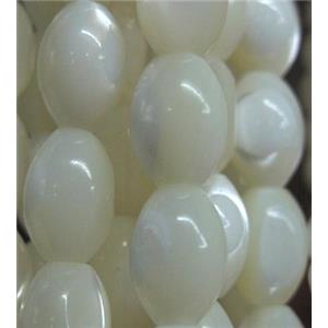 mother of pearl bead, barrel, white, approx 8x11mm