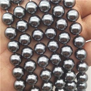 Deepgray Pearlized Shell Beads Smooth Round, approx 4mm dia