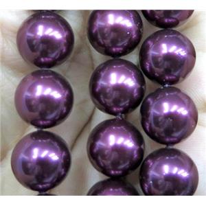 purple Pearlized Shell Beads, round, approx 8mm dia