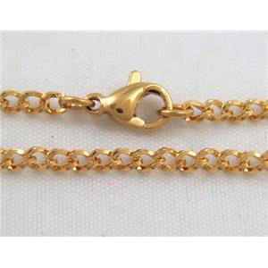 golden plated Stainless Steel Necklace Chain, approx 3mm wide, 45cm length