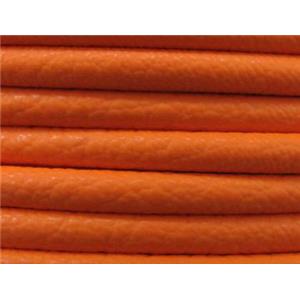 PU Leather Cord, round, orange, approx 6mm dia