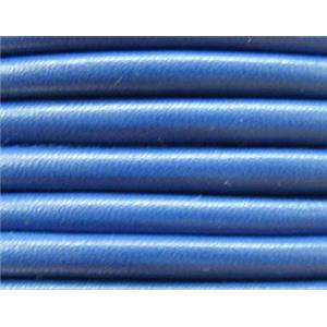 PU Leather Cord, round, blue, approx 6mm dia