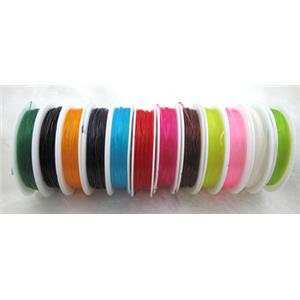 Crystal Wire, stretchy, round, mixed color, 0.6mm dia,12meters per roll