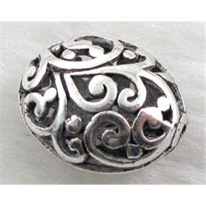 Tibetan Silver Charms hollow beads, 17x13.5x9.5mm