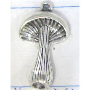 Tibetan Style Zinc Mushroom Pendant Antique Silver, 35x20mm