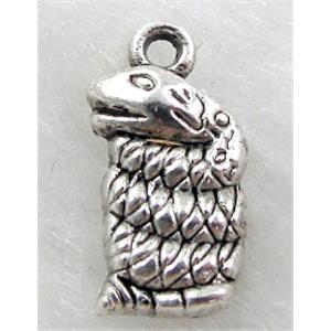 Tibetan Silver snake Pendant Charms Non-Nickel, 9x16mm