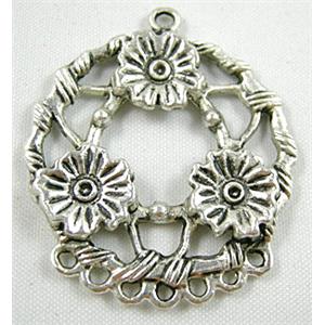 Tibetan Silver Flower pendant Non-Nickel, 35mm dia