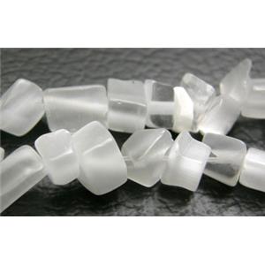 Cat eye bead, chihp, White, 3~7mm, 32 inch per st.