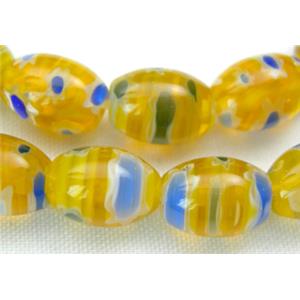 String of Millefiori Glass Rice Shape, 6x8mm, 50beads per st.