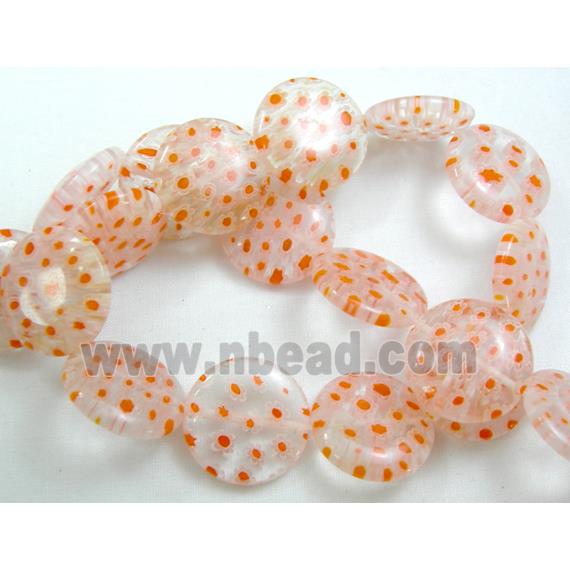 Coin Round Millefiori Glass Beads Multi Flower