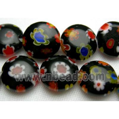 16" string flat round multi flower millefiori glass