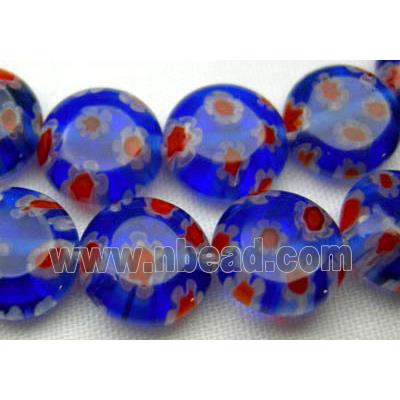 16" string flat round multi flower millefiori glass