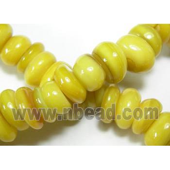 15.5 inches string of freshwater shell beads, freeform, yellow