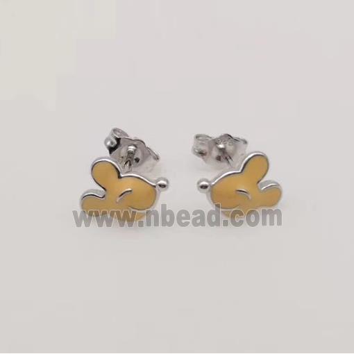 sterling silver Earring studs, yellow enamel