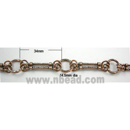 Tibetan silver Alloy Chain, light gold plated