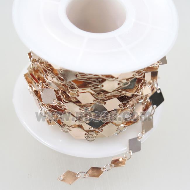 Copper chain, rhombic, rose gold