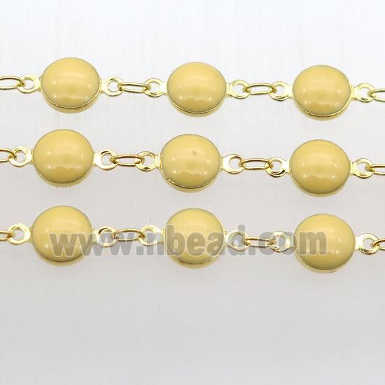 yellow Porcelain Glass Chain, gold plated