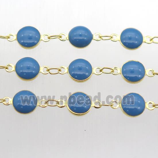 blue Porcelain Glass Chain, gold plated