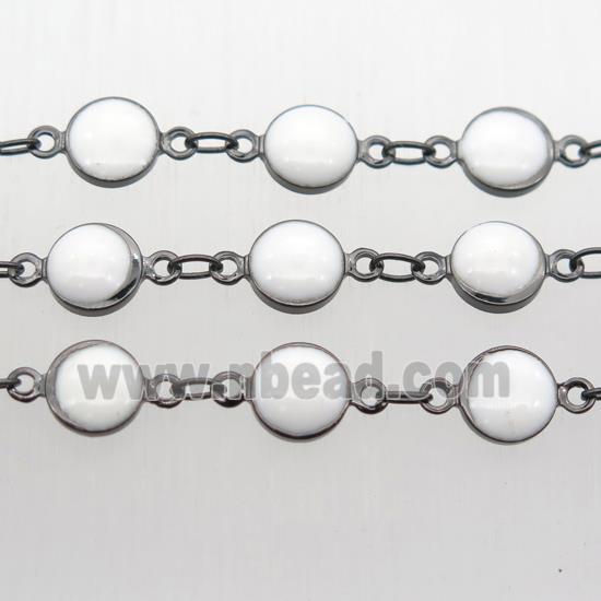 white Porcelain Glass Chain, black plated