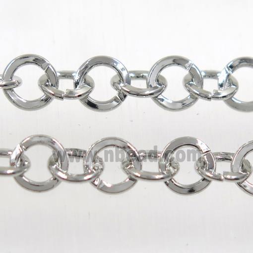 iron rolo chain, platinum plated