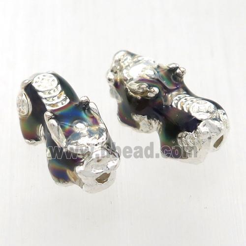 enameling copper pixiu beads, platinum plated