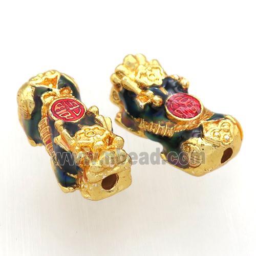 enameling copper dragon beads, gold plated