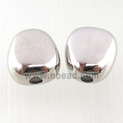 copper teardrop beads, platinum plated