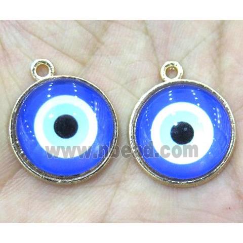 enamel copper pendant, eye, gold plated