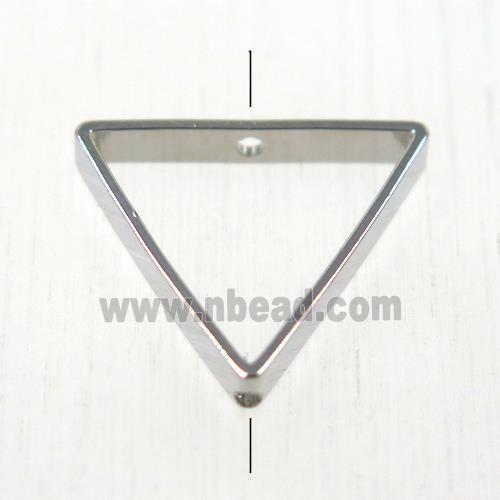 brass triangle bead, platinum plated