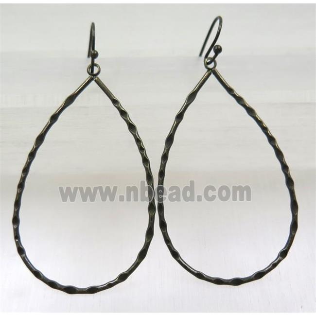 brass earing hook, teardrop, black plated