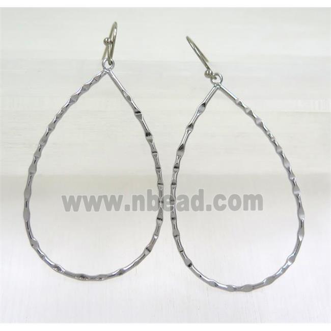 brass earing hook, teardrop, platinum plated