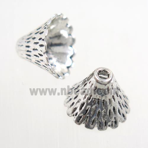 alloy beadcaps, tassel bail, antique silver