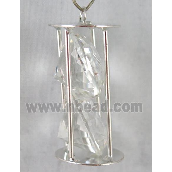 rhinestone pendant, platinum plated