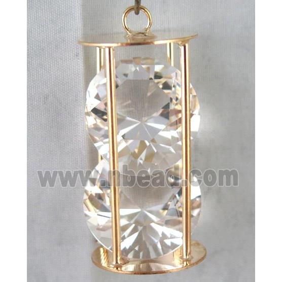 rhinestone pendant, gold plated